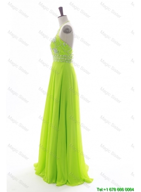 Brand New Halter Top Spring Green Long Prom Dresses with Beading