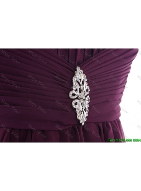 Custom Made Empire Strapless Ruching Prom Dresses with Beading