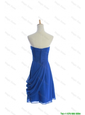 Customize Hand Made Flowers and Ruching Short Prom Dresses in Royal Blue