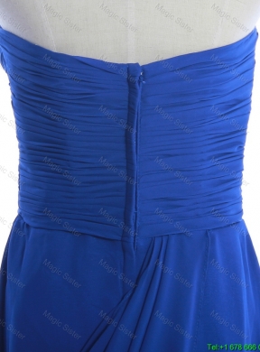 Customize Hand Made Flowers and Ruching Short Prom Dresses in Royal Blue