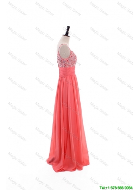 Elegant Empire Straps Beaded Custom Made 2016 Prom Dresses with Beading