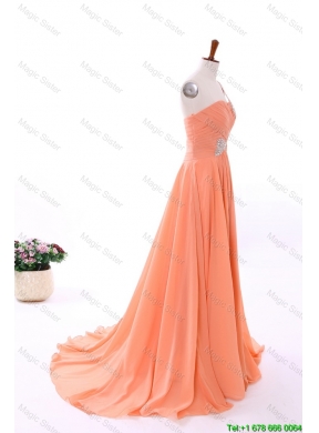 2016 Spring Empire Asymmetrical Prom Dresses with Beading