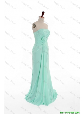 2016 Summer Gorgeous Empire Strapless Prom Dresses with Hand Made Flowers