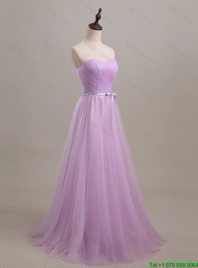 Beautiful Sweetheart Lilac Long Prom Dresses with Sweep Train