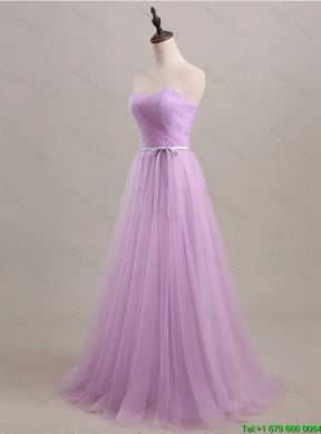 Beautiful Sweetheart Lilac Long Prom Dresses with Sweep Train