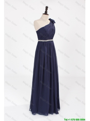 Comfortable Empire Asymmetrical Beaded Prom Dresses with Belt