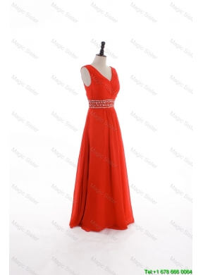 Custom Made Empire V Neck Prom Dresses with Beading and Sequins