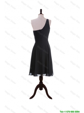 Discount One Shoulder Black Short Prom Dresses