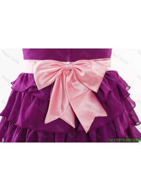 Discount Short Prom Dresses with Bowknot and Ruffled Layers