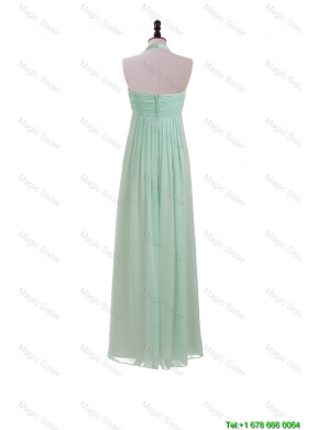 Gorgeous Halter Top Mint Long Ruching Prom Dresses for 2016 Summer