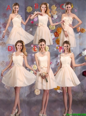 Cheap A Line Scoop Champagne Bridesmaid Dresses with Appliques