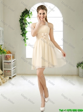 Latest Halter Top Chiffon Bridesmaid Dresses with Mini Length