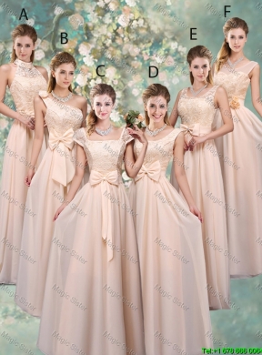 Perfect Bowknot Scoop Bridesmaid Dresses in Champagne