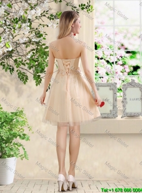 Perfect Short Strapless Champagne Bridesmaid Dresses with Belt
