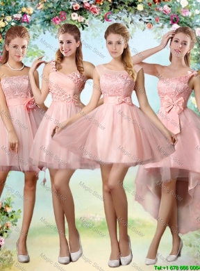 Beautiful Strapless Laced Bridesmaid Dresses with Hand Made Flowers