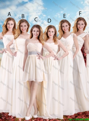 Cheap One Shoulder Hand Made Flowers Bridesmaid Dresses in Champagne