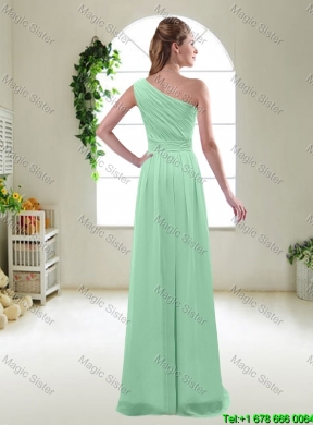 Classical Apple Green One Shoulder Bridesmaid Dresses with Zipper up