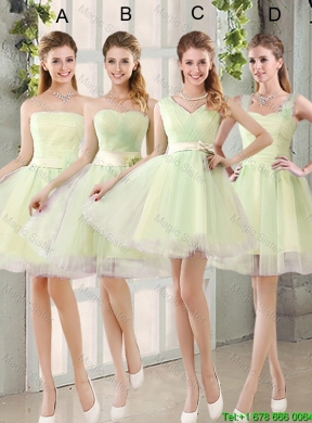 Custom Made Mini Length Bridesmaid Dresses in Yellow Green