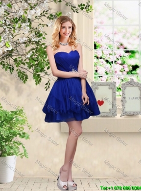 Decent Short Appliques Scoop Bridesmaid Dresses in Royal Blue