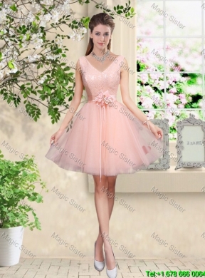 Discount Off the Shoulder Hand Made Flowers Bridesmaid Dresses in Baby Pink