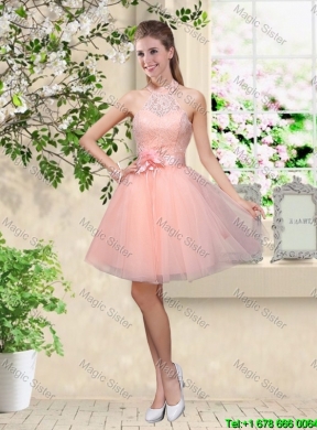 Discount Off the Shoulder Hand Made Flowers Bridesmaid Dresses in Baby Pink