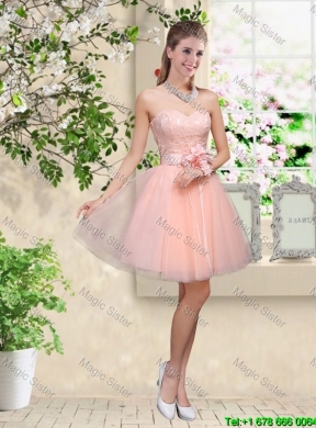 Discount Off the Shoulder Hand Made Flowers Bridesmaid Dresses in Baby Pink