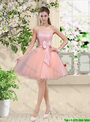 Discount Off the Shoulder Hand Made Flowers Bridesmaid Dresses in Baby Pink