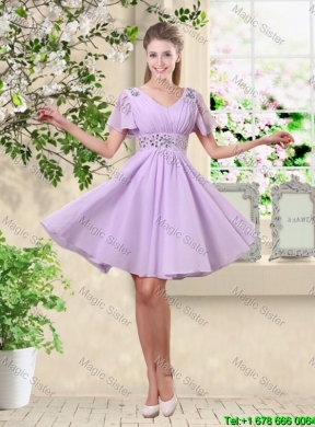 Exclusive Straps Beaded Bridesmaid Dresses with Mini Length