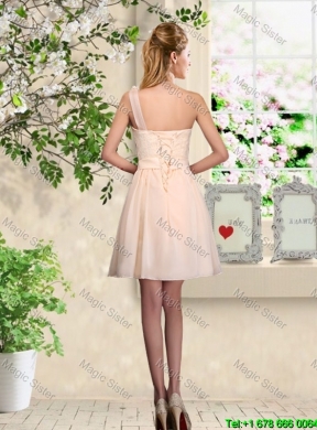 Lovely One Shoulder Bridesmaid Dresses with Hand Made Flowers