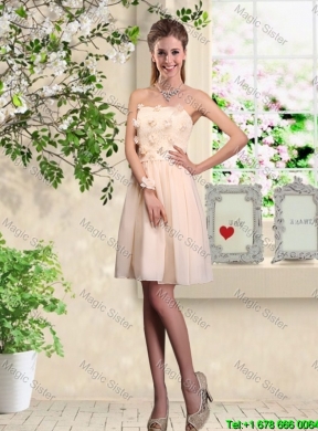 Lovely One Shoulder Bridesmaid Dresses with Hand Made Flowers