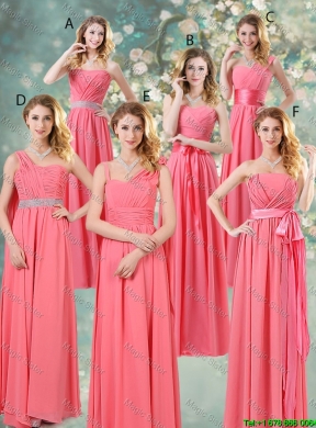 Luxurious Asymmetrical Bridesmaid Dresses in Watermelon Red