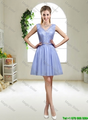 Pretty Lavender Halter Top Bridesmaid Dresses with Appliques for 2016