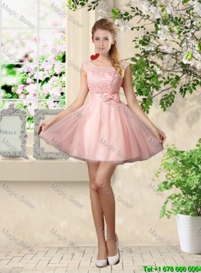 Affordable A Line One Shoulder Appliques Bridesmaid Dresses in Pink