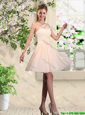 Beautiful Champagne Straps Bridesmaid Dresses with Bowknot