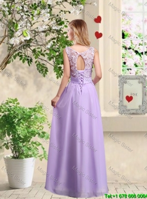 Beautiful Scoop Bridesmaid Dresses with Lace and Bowknot