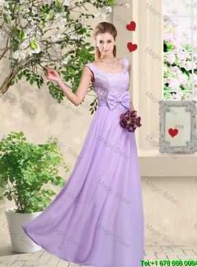 Beautiful Scoop Bridesmaid Dresses with Lace and Bowknot