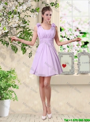 Simple A Line V Neck Beaded Bridesmaid Dresses in Lavender