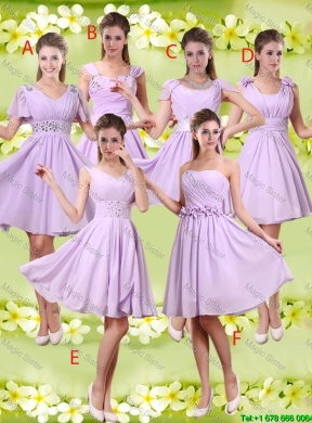 Simple A Line V Neck Beaded Bridesmaid Dresses in Lavender