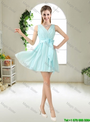Beautiful A Line Ruched Prom Dresses in Light Blue