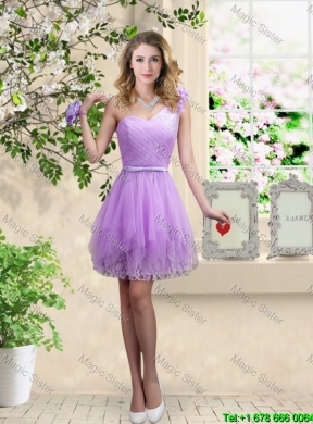 Cheap Hand Made Flowers Prom Dresses with One Shoulder