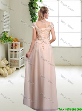 Cheap Laced Square Prom Dresses with Bowknot