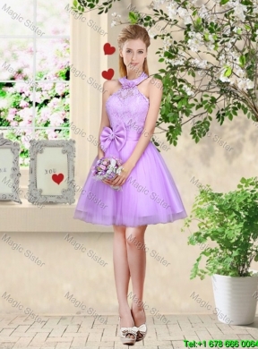 Popular A Line One Shoulder Laced Prom Dresses in Lavender