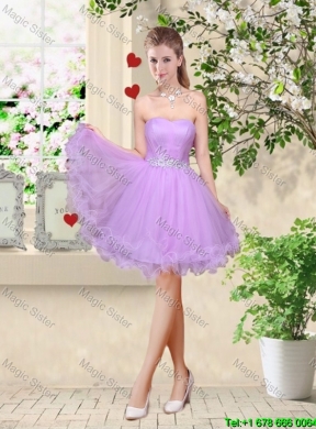 Popular A Line One Shoulder Laced Prom Dresses in Lavender