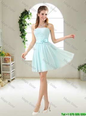 Elegant Strapless Mini Length Prom Dresses with Bowknot