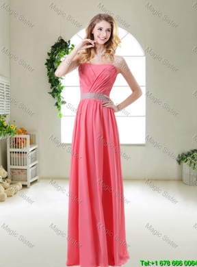 Fashionable Ruched Prom Dresses in Watermelon Red