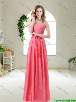 Fashionable Ruched Prom Dresses in Watermelon Red