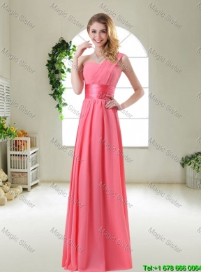 Fashionable Ruched Prom Dresses in Watermelon Red