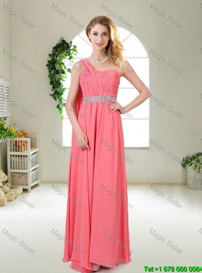 Fashionable Ruched Prom Dresses in Watermelon Red