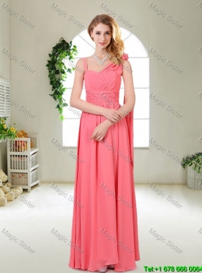 Fashionable Ruched Prom Dresses in Watermelon Red