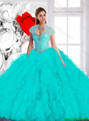 2016 Spring Cheap Beading Sweetheart Quinceanera Dresses in Blue